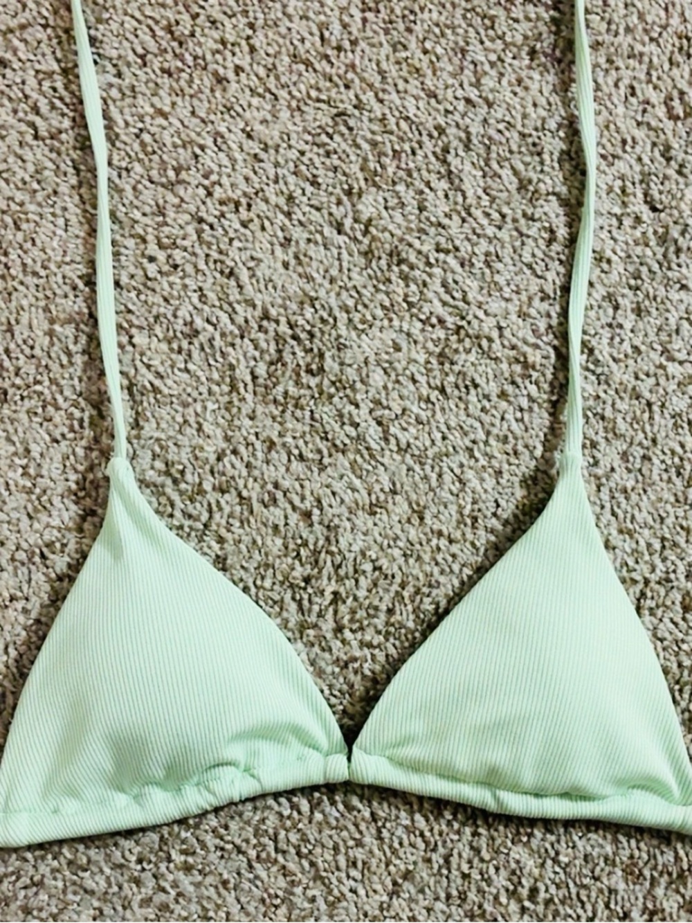 Light Mint Ribbed Triangle Bikini Top